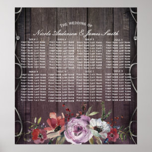 Affiches Charme rustique de grange en bois, ornement floral