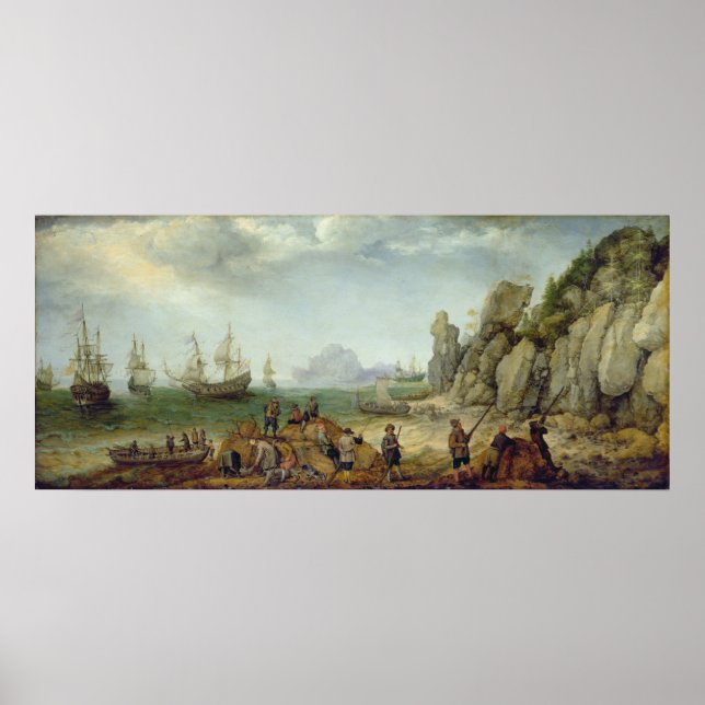 Affiches Chasse aux chèvres sauvages sur la côte, 1620 (Devant)