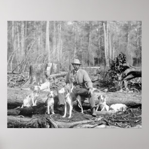 Affiches Chasseur avec ses limiers, 1897. Photo ancienne