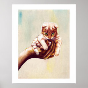 AFFICHES CHAT À LA MAIN