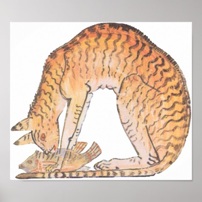 Affiches chat avec poisson (Devant)