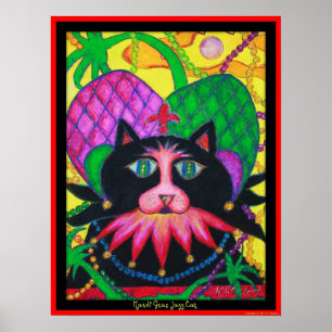 Affiches Chat de jazz de mardi gras