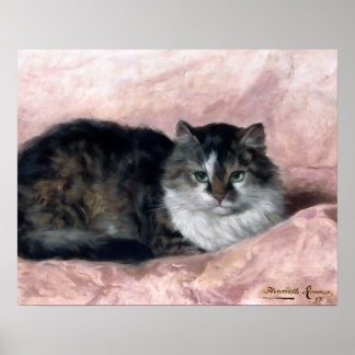 Affiches Chat en rose Coussin par Henriëtte Ronner-Knip