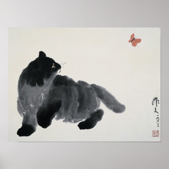 Affiches Chat et papillon (Devant)