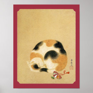 Affiches Chat japonais Calico, Hanabusa Itchō
