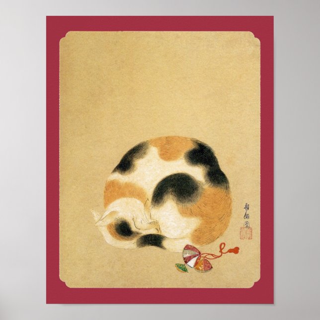Affiches Chat japonais Calico, Hanabusa Itchō (Devant)