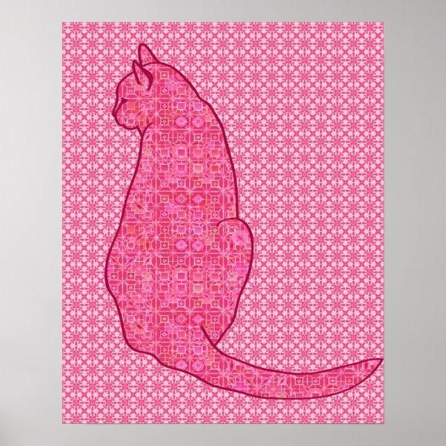 Affiches Chat japonais - Fuchsia Pink Batik (Devant)