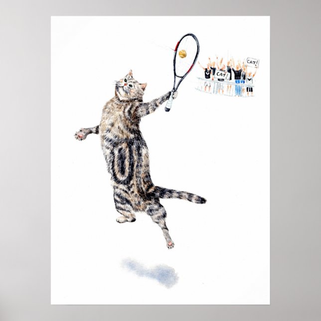 Affiches Chat Jouant Au Tennis (Devant)