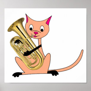 Affiches Chat Jouer l'Euphonium
