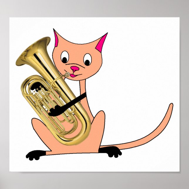Affiches Chat Jouer l'Euphonium (Devant)