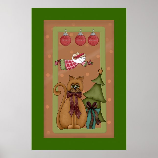 Affiches Chat Kitty avec photo d'arbre (Devant)