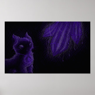 Affiches Chat mauve perruque