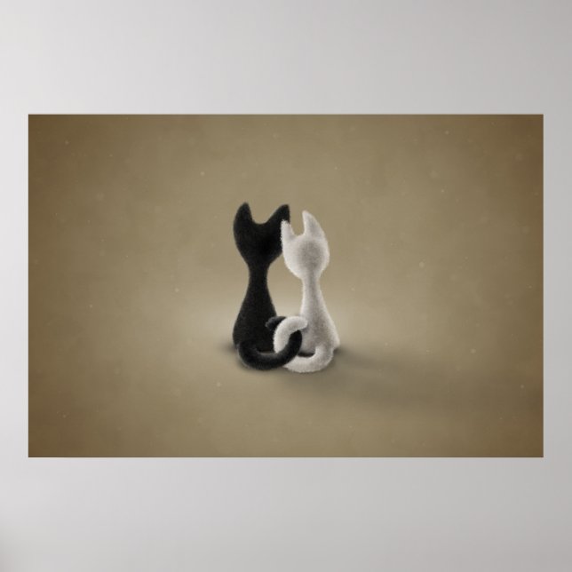 Affiches Chat noir blanc (couleur 3) (Devant)