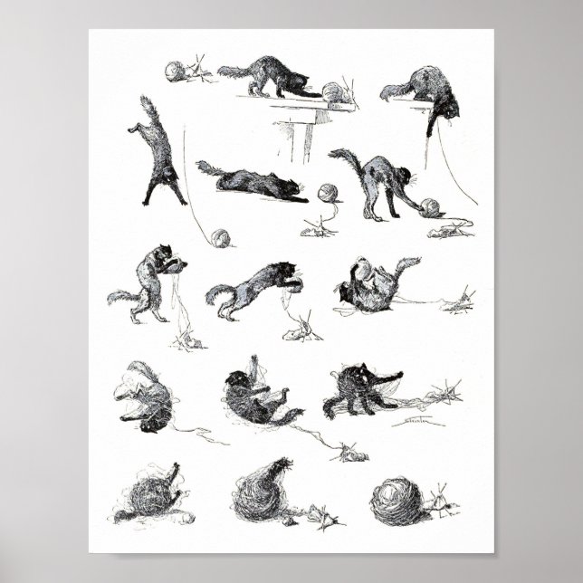 Affiches Chat noir & Boule en laine, Alexandre Steinlen (Devant)