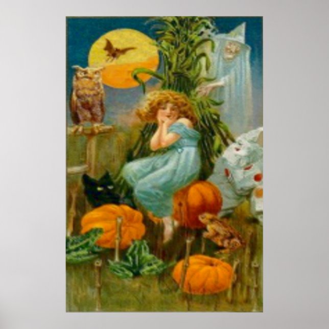 Affiches Chat noir citrouille sorcière Chouette clown Choue (Devant)