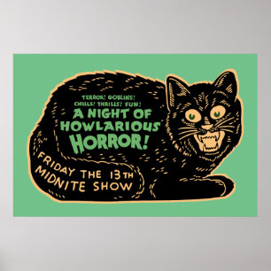 Affiches Chat noir d'Halloween Vintage