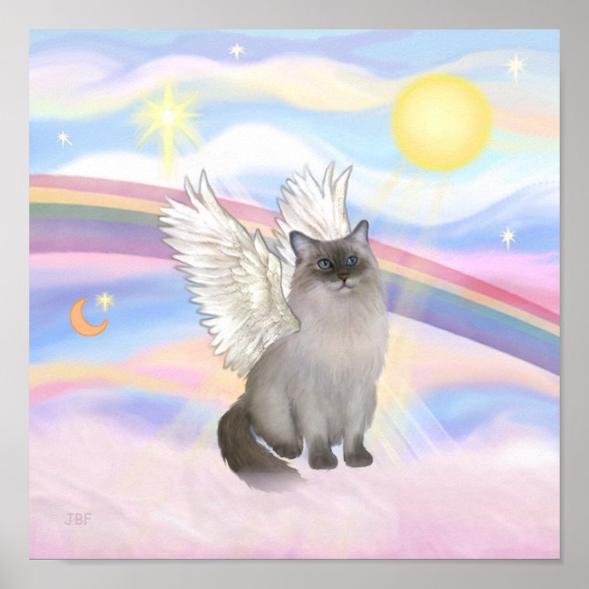 Affiches Chat Ragdoll (Blue Point) Ange - Nuages (Devant)