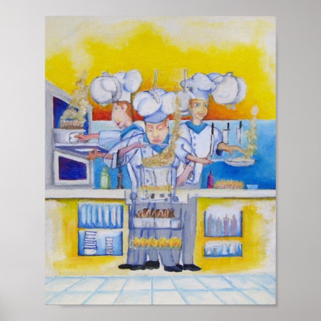 Affiches Chat si au travail Peinture à l'huile (Devant)