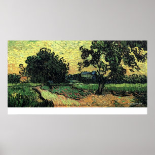 Affiches Château d'Auvers Paysage au coucher du soleil par 