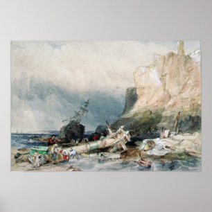 Affiches Château de Tynemouth, Tyne et Wear, avec épave