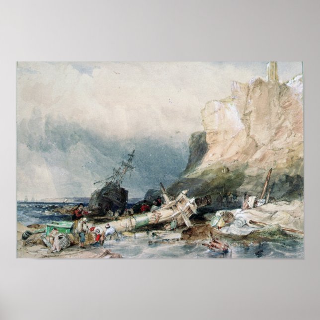 Affiches Château de Tynemouth, Tyne et Wear, avec épave (Devant)