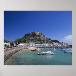 Affiches Château Mont Orgueil et port, Gorey, Jersey