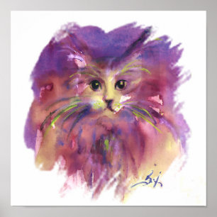 AFFICHES CHATON VIOLET, PORTRAIT DE CHAT
