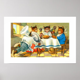 Affiches Chats dînant