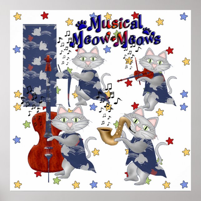 Affiches Chats Mignons Groupe Musical de Chats (Devant)