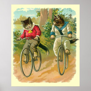 Affiches Chats vintages à vélo