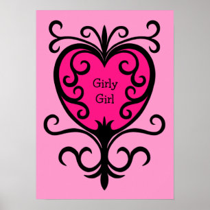 Affiches Chaud rose punk girly fille coeur orné