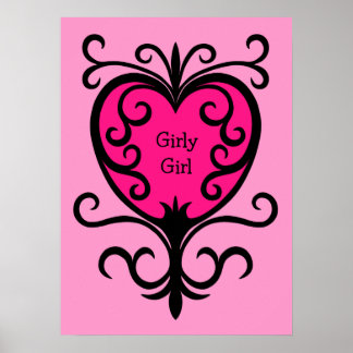 Affiches Chaud rose punk girly fille coeur orné