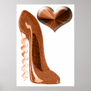 Affiches Chaussure stylet de talon de cuivre de