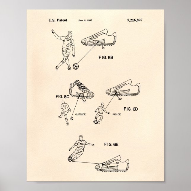 Affiches Chaussures de soccer 1993 Art Brevet - Vieux Poivr (Devant)