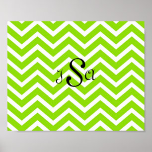 Affiches Chaux vert et blanc Chevron Monogram Wall Art
