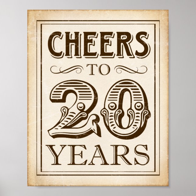 Affiches CHEERS vintages À 20 ANS Signe Imprimer (Devant)