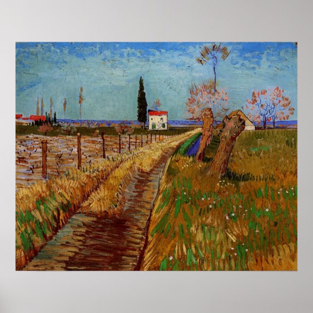 Affiches Chemin dans un champ, saules de Vincent van Gogh (Devant)
