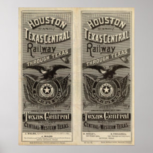 Affiches Chemin de fer central de Houston et de Texas par