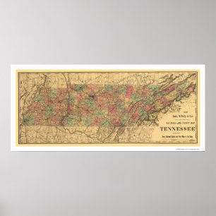 Affiches Chemin de fer du Tennessee et carte 1888 de bureau