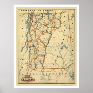 Affiches Chemin de fer du Vermont et carte 1896 de ville