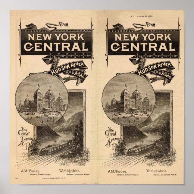 Affiches Chemin de fer New York Central et Hudson River (Devant)