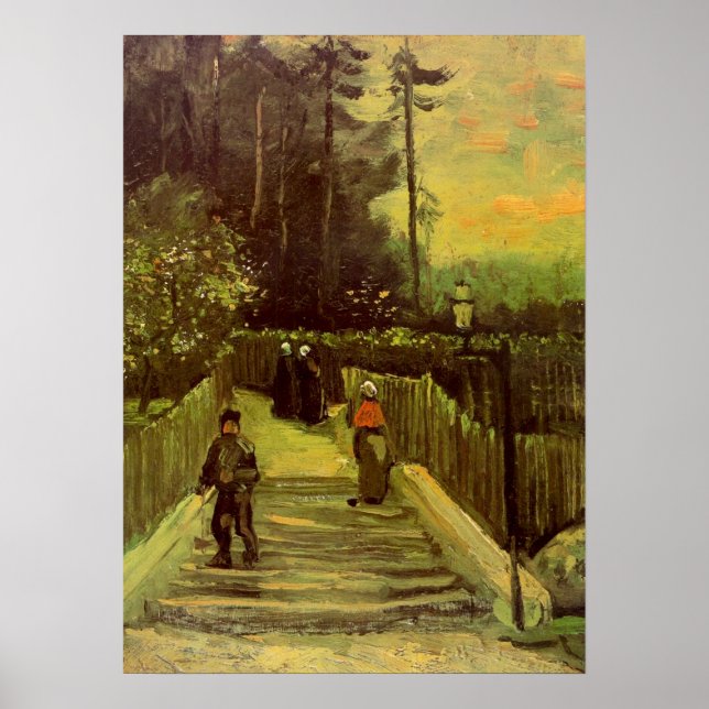 Affiches Chemin en pente à Montmartre par Vincent van Gogh (Devant)
