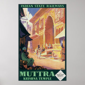 Affiches Chemins de fer de l'État indien Temple Muttra Kris
