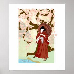Affiches cherry blossom geisha