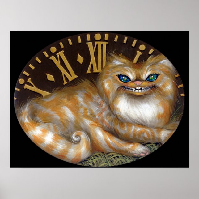 Affiches Cheshire Horloge ART IMPRIMER Wonderland Chat (Devant)