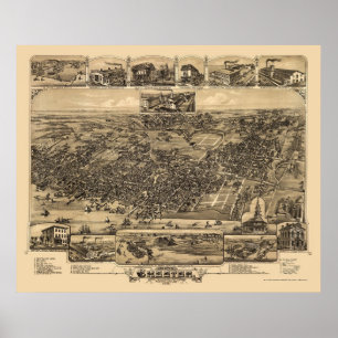 Affiches Chester, PA Carte panoramique - 1885