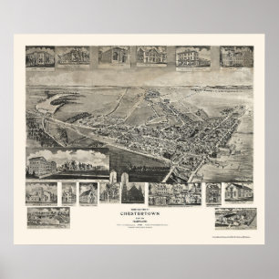 Affiches Chestertown, carte panoramique de DM - 1907