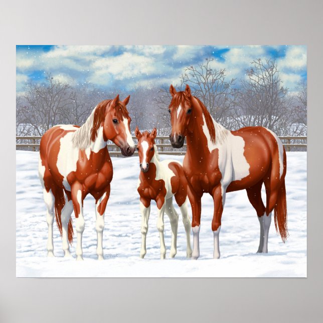 Affiches Chestnut Pinto Sorrel Peinture Quarter Chevaux Dan (Devant)