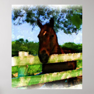 Affiches Cheval Aquarelle Bonjour
