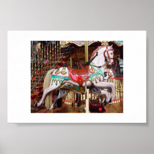 Affiches Cheval de Carousel - Bois antique authentique